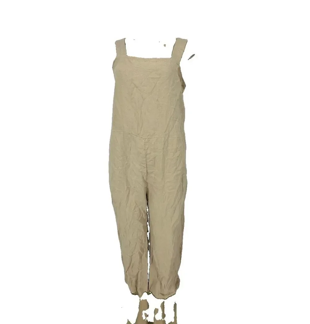 Quince Small Women 100% European Linen Square Neck Jumpsuit MISSING BELT D40v